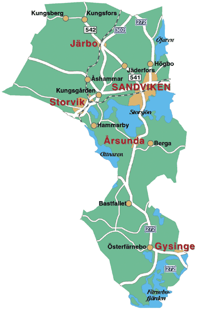 Karta över Sandvikens kommun