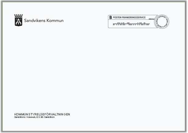 Exempel på C5 kuvert utan fönster med B-post Sandvikens kommun