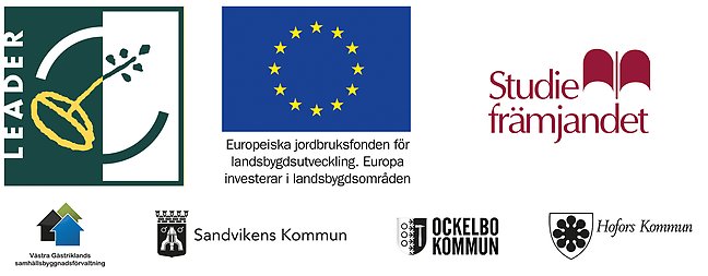 logotyper för Leader, EU, Studiefrämjandet, Sandvikens, Hofors och Ockelbo kommuner
